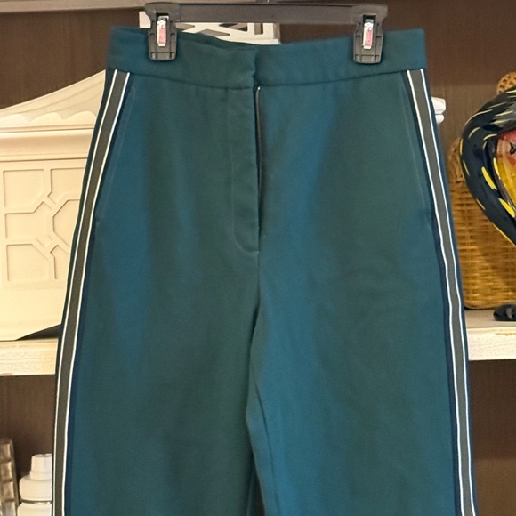 sandro paris khol green wide leg side stripe ponte knit trouser pants sz 34 - Picture 5 of 6